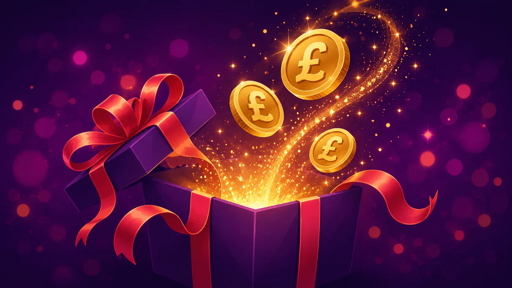 Avantgarde Casino welcome bonus, opening gift box with £6,000 in coins streaming out